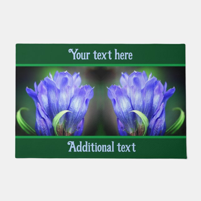 Blue Gentian Flower Personalised   Doormat (Front)