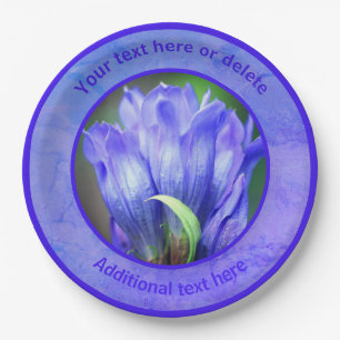 Blue Gentian Flower Personalised Party   Paper Plate
