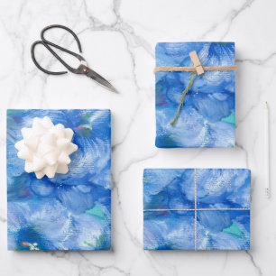 Blue Gentian Painting Wrapping Paper Sheet