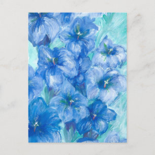 Blue Gentian Wildflower Painting Holiday Postcard