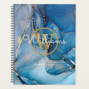 Blue Geode Agate Gold Monogram 2022 Planner