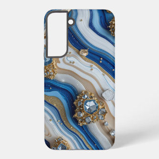Blue Geode Gemstone with Gold Crystals – Luxury Samsung Galaxy Case