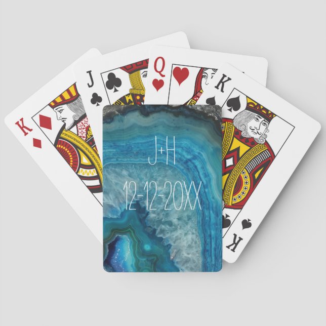 Blue Geode Rock Mineral Agate Crystal Image Playing Cards (Back)