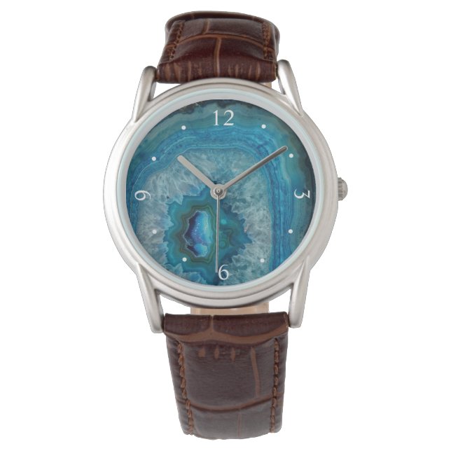 Blue Geode Rock Mineral Agate Crystal Image Watch (Front)