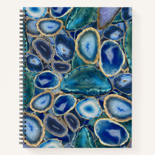Blue Geodes crystal pattern Notebook