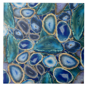 Blue Geodes crystal pattern Tile
