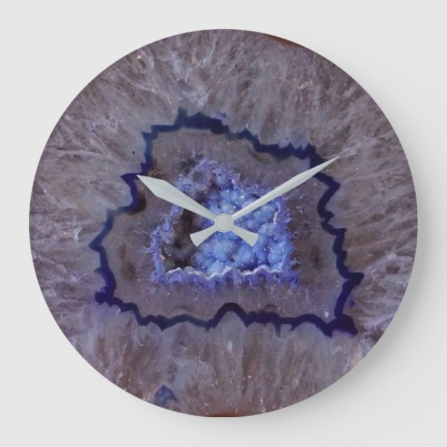 Blue Geodes Faux Stone Gem Clock (Front)