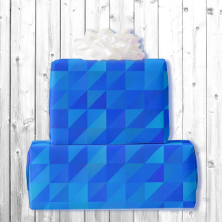 Blue Geometric Birthday Giftwrap for Him Wrapping Paper