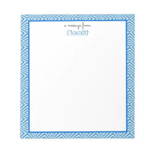 Blue Geometric Border with Monogram Notepad