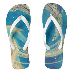 Blue Geometric  Colourful Abstract Jandals