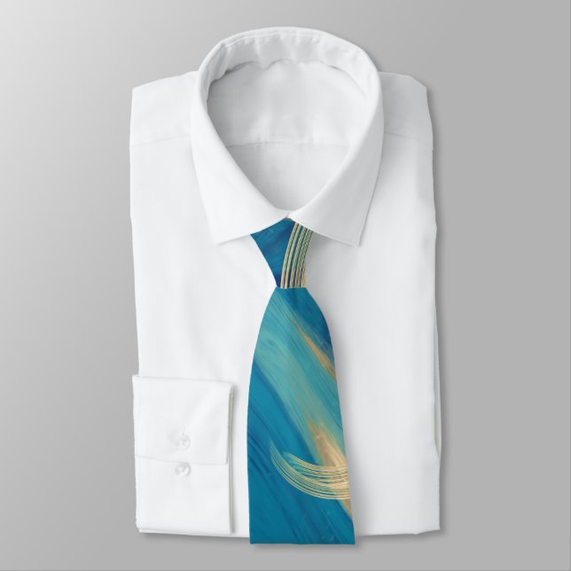 Blue Geometric Colourful Abstract Waves     Tie (Tied)
