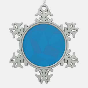Blue, geometric, cool, unique, trendy illustration snowflake pewter christmas ornament