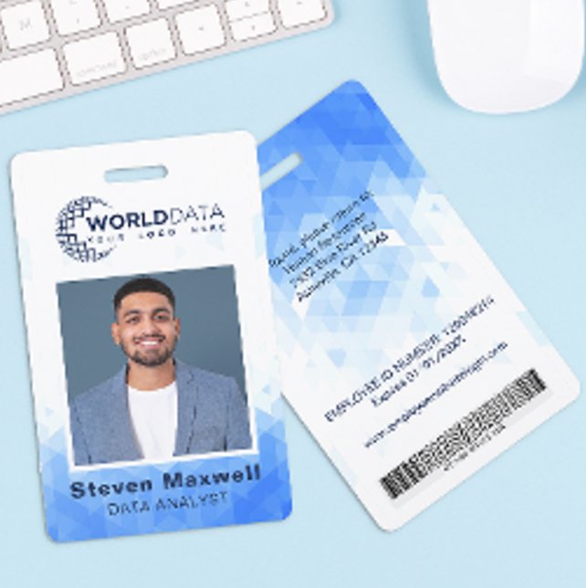 Blue Geometric Custom Employee ID Badge (Creator Uploaded)
