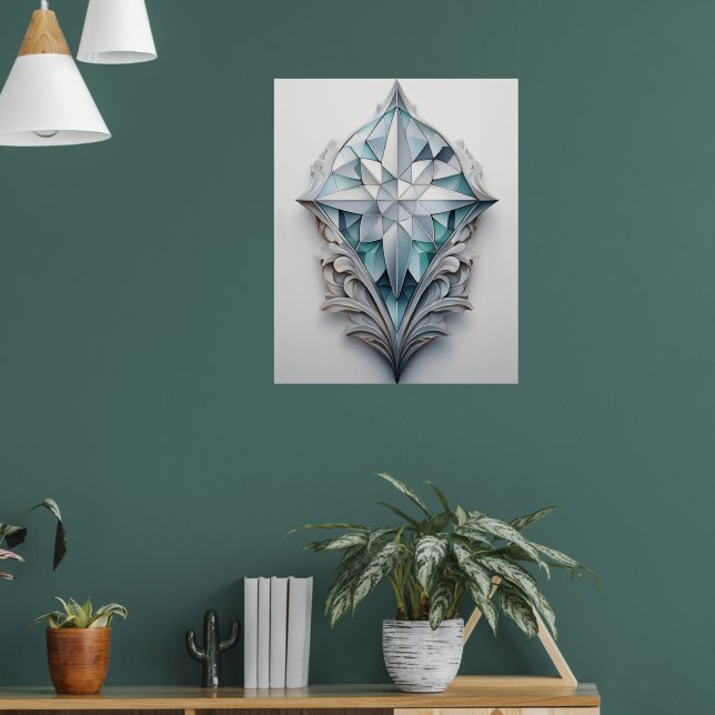 Blue geometric decorative cross poster (Living Room 1)