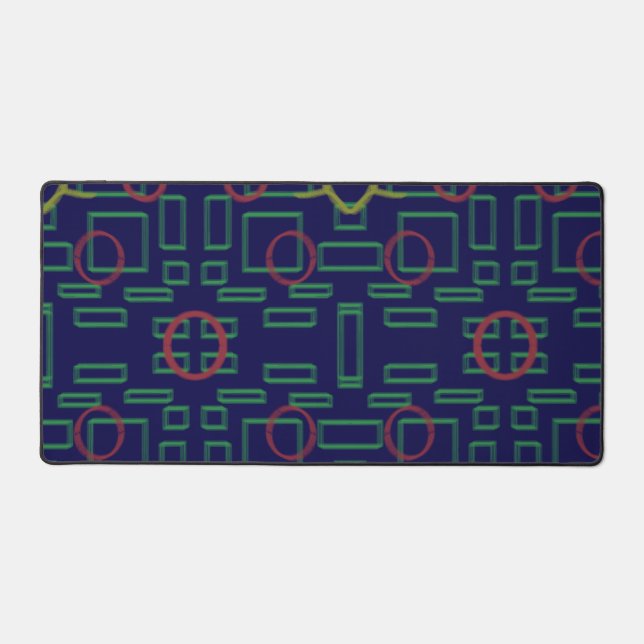 Blue Geometric Desk Mat (Front)