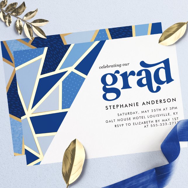 Blue Geometric Gold Modern Graduation Party (Creator Uploaded)