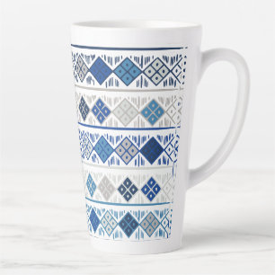 blue geometric  latte mug