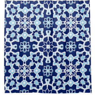 Blue Geometric Mosaic Shower Curtain