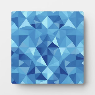 Blue Geometric Mosaic Tile Pattern Plaque