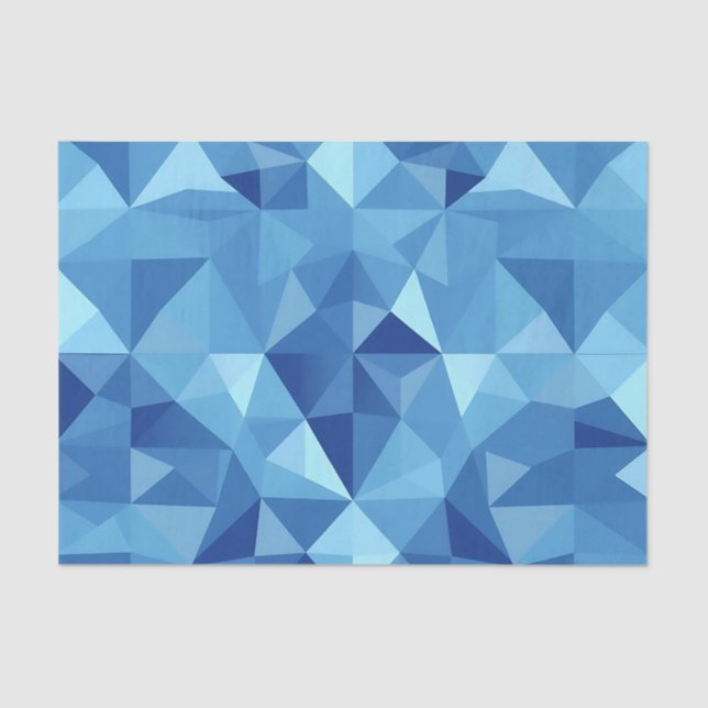 Blue Geometric Mosaic Tile Pattern Tissue Paper (Front)