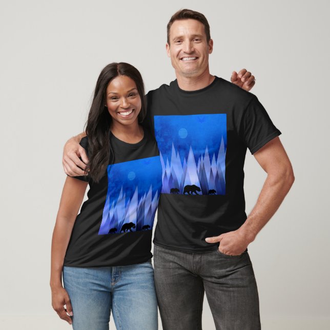 BLUE GEOMETRIC MOUNTAINS BEAR T-Shirt (Unisex)