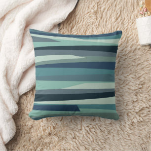 Blue geometric ocean waves cushion