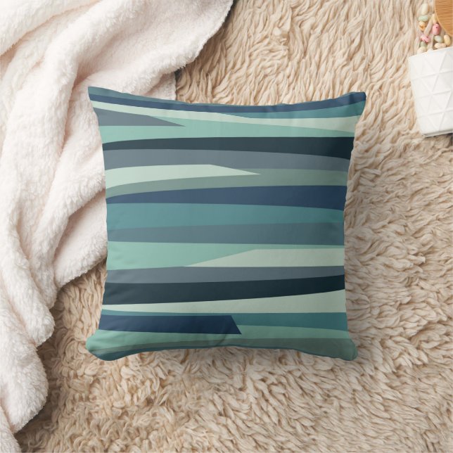Blue geometric ocean waves cushion (Blanket)