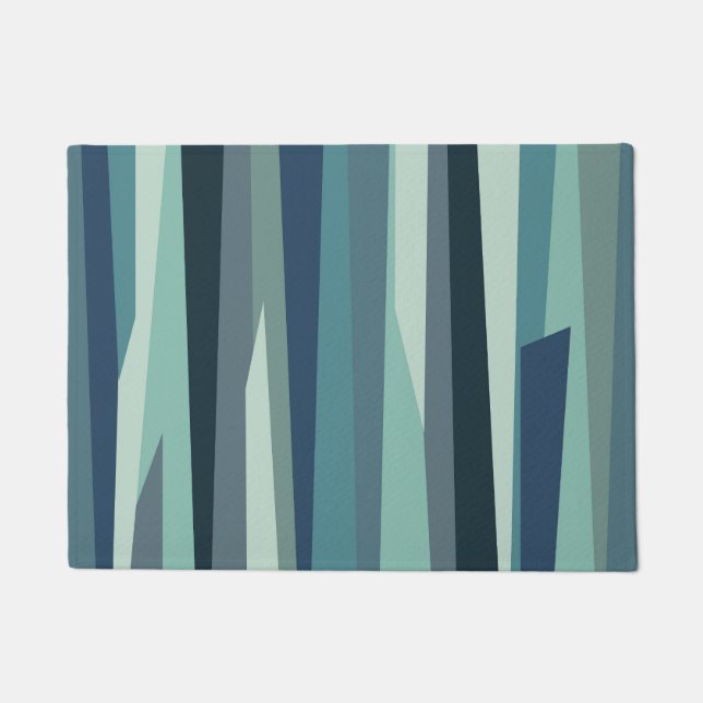 Blue geometric ocean waves doormat (Front)