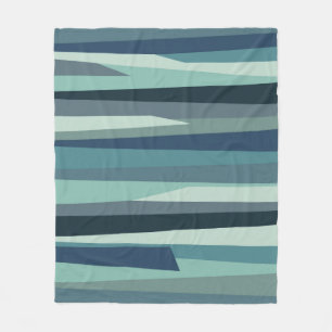Blue geometric ocean waves fleece blanket