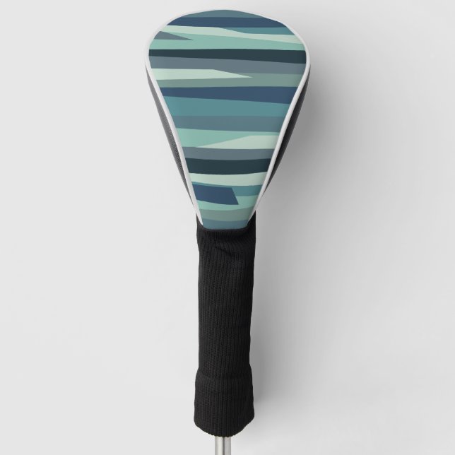 Blue geometric ocean waves golf head cover (Front)