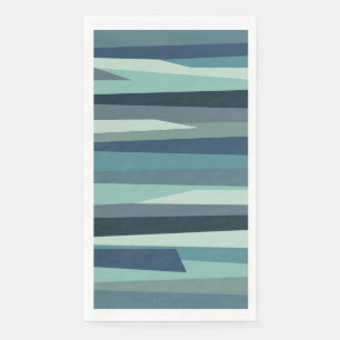 Blue geometric ocean waves napkin