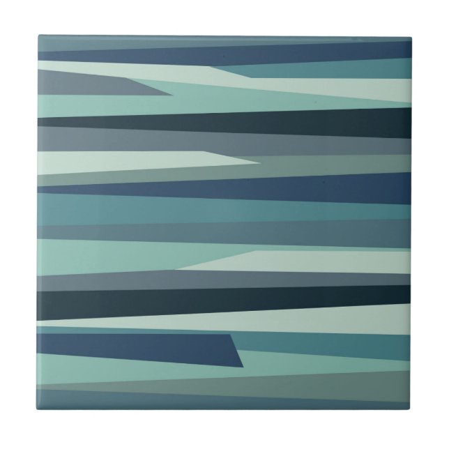 Blue geometric ocean waves tile (Front)