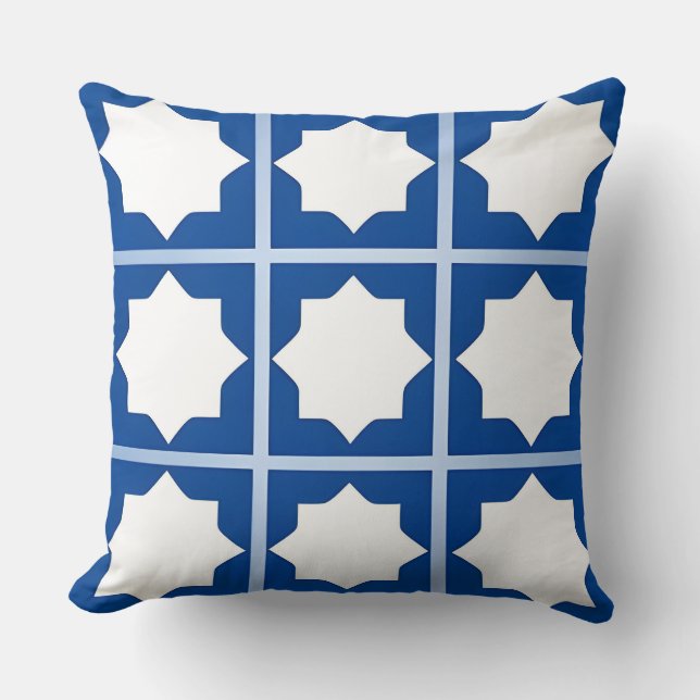 Blue Geometric Pattern Cushion (Front)