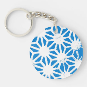 Blue geometric pattern key ring