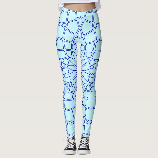 Blue geometric pattern "Ratti_Creative_Arts"     Leggings (Front)