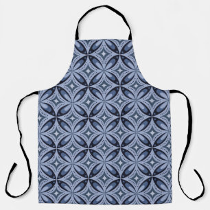 Blue Geometric Pattern Retro Style Apron