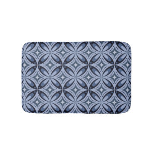 Blue Geometric Pattern Retro Style Bath Mat