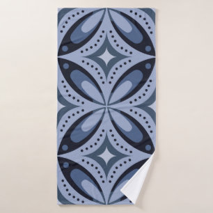 Blue Geometric Pattern Retro Style Bath Towel