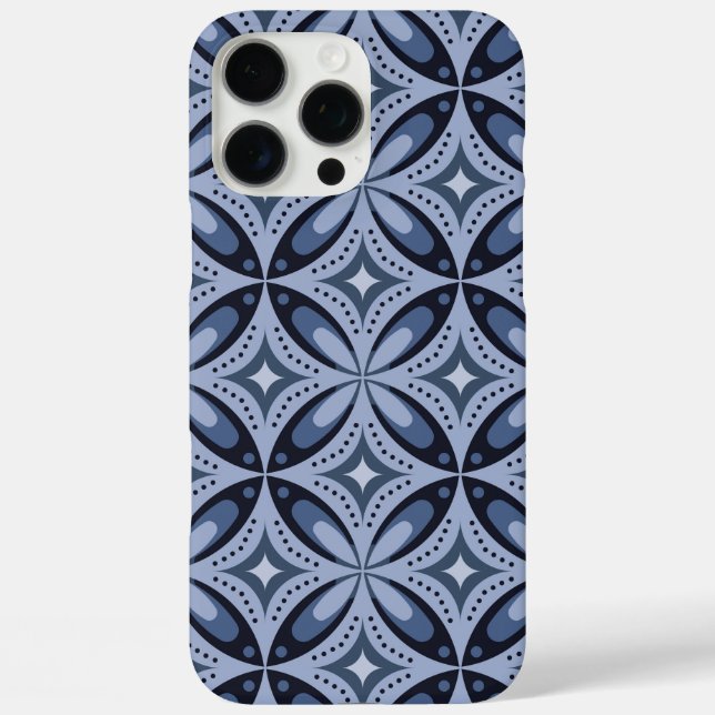 Blue Geometric Pattern Retro Style Case-Mate iPhone Case (Back)