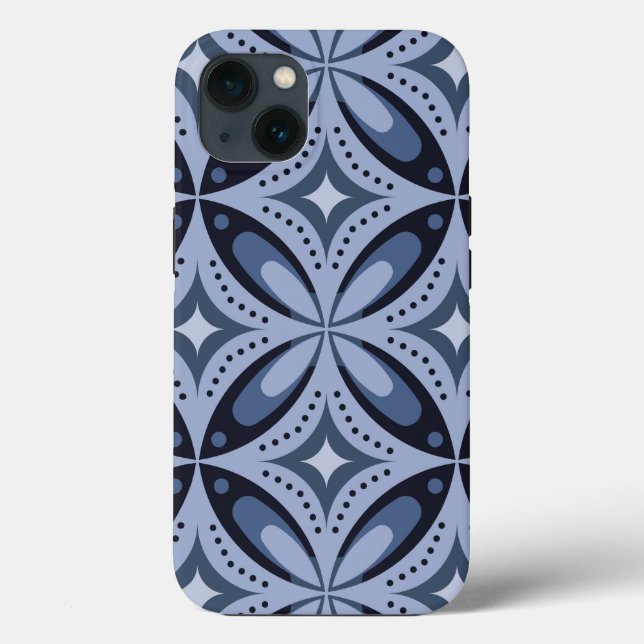 Blue Geometric Pattern Retro Style Case-Mate iPhone Case (Back)