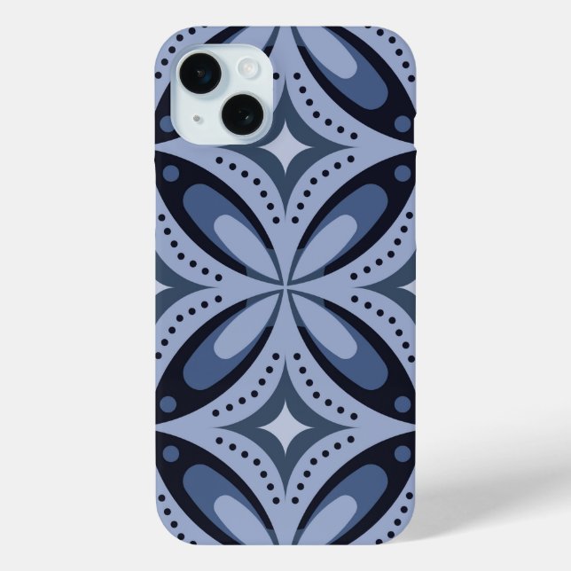 Blue Geometric Pattern Retro Style Case-Mate iPhone Case (Back)