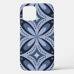 Blue Geometric Pattern Retro Style iPhone 12 Pro Case