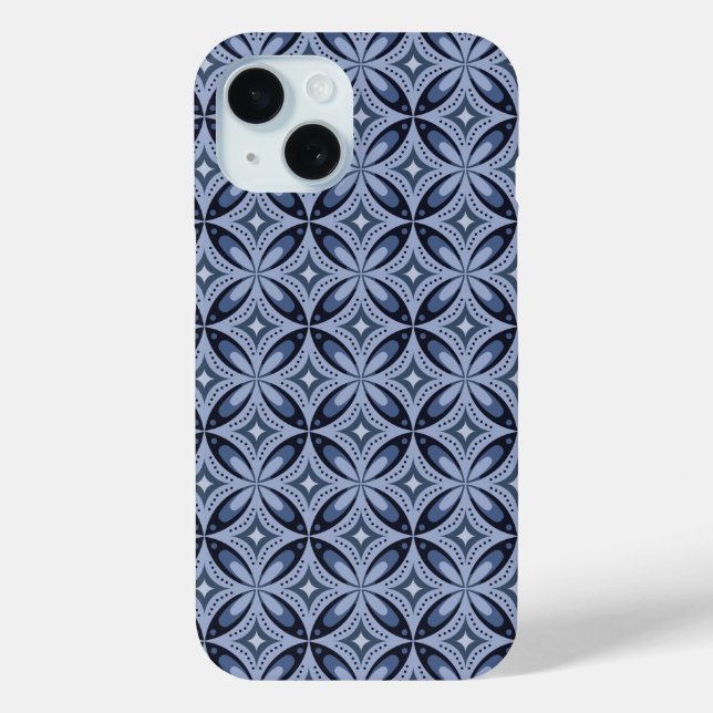 Blue Geometric Pattern Retro Style Case-Mate iPhone Case (Back)