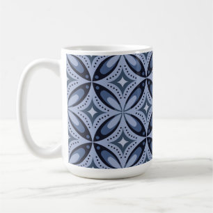 Blue Geometric Pattern Retro Style Coffee Mug