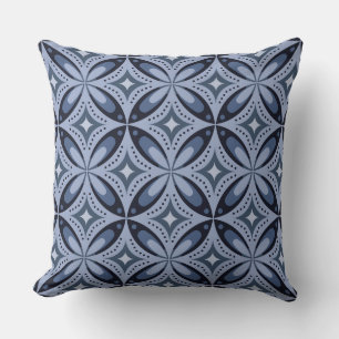 Blue Geometric Pattern Retro Style Cushion
