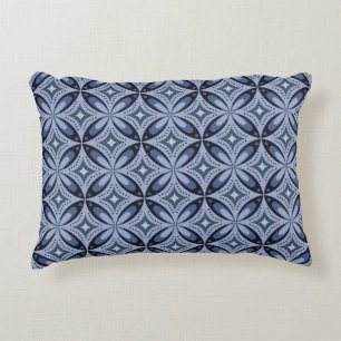 Blue Geometric Pattern Retro Style Decorative Cushion