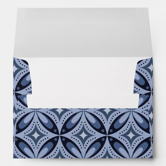 Blue Geometric Pattern Retro Style Envelope (Back (Bottom))