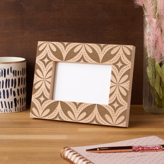 Blue Geometric Pattern Retro Style Etched Frames (Left)