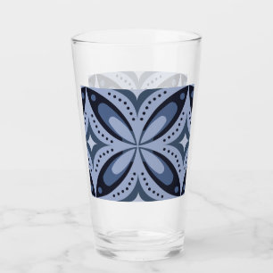 Blue Geometric Pattern Retro Style Glass