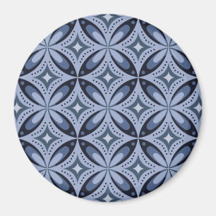 Blue Geometric Pattern Retro Style Magnet